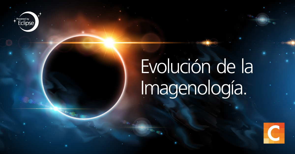 imagen de galaxia con el texto "evolución de la imagenlogia"