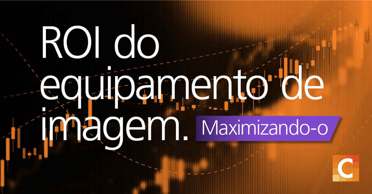 gráfico de dados em segundo plano com o texto "ROI do equipamento de imagem: maximização"