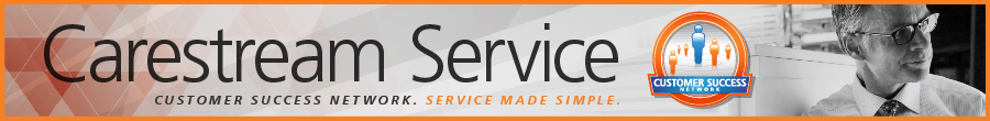 Banner with text - "Carestream service. Customer Success Network. Service Made Simple" 