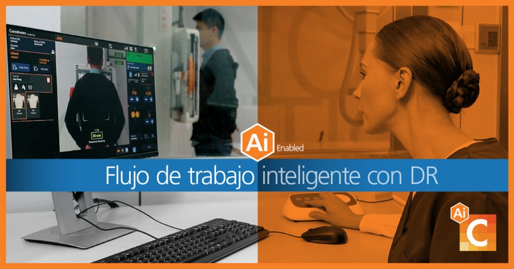 Radiólogo que analiza las imágenes de IA de Carestreams para un flujo de trabajo más conciso y eficiente.