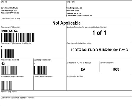 Pars Label Example Barcoding - Shipping Document Requirements | Carestream
